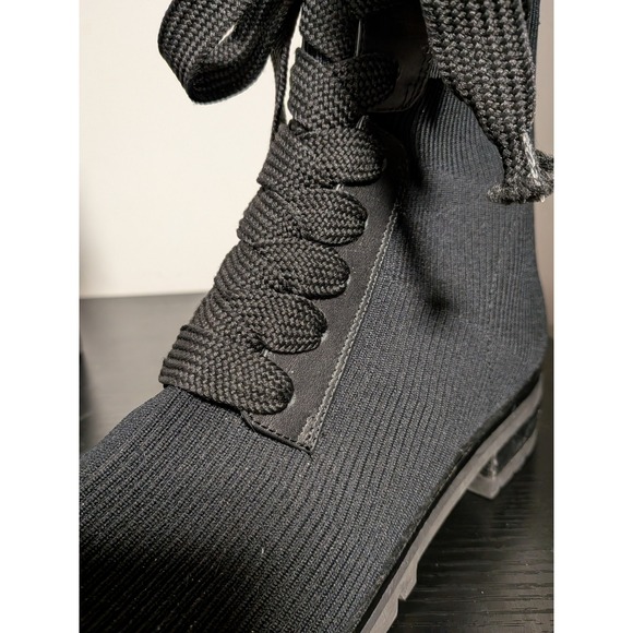 Kate Spade New York Knit Combat Boots Black Ribbed Lace Up Lug Sole Womens 8B - Picture 7 of 14